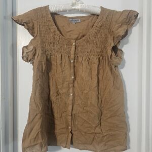 Women's Brown Button-Up Top